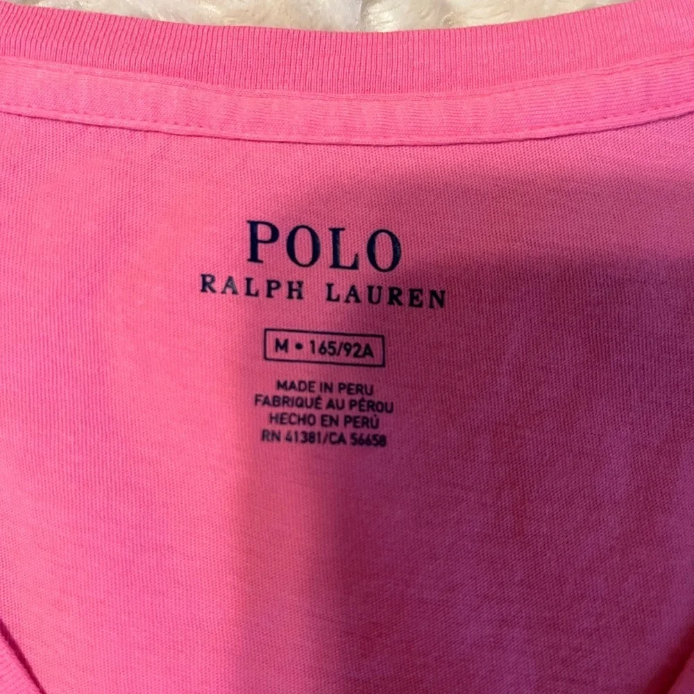 Polo by Ralph Lauren Pink V-Neck Short Sleeve Tee Size Medium - Picture 5 of 5